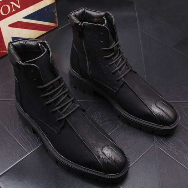 Winter Thick Bottom Mens Mid Calf Boots Fashion Round Toe Lace Up High Top Casual Shoes Man Business Leisure Martin Boots, Black
Winter Thick Bottom Mens Mid Calf Boots Fashion Round Toe Lace Up High Top Casual Shoes Man Business Leisure Martin Boots, Black