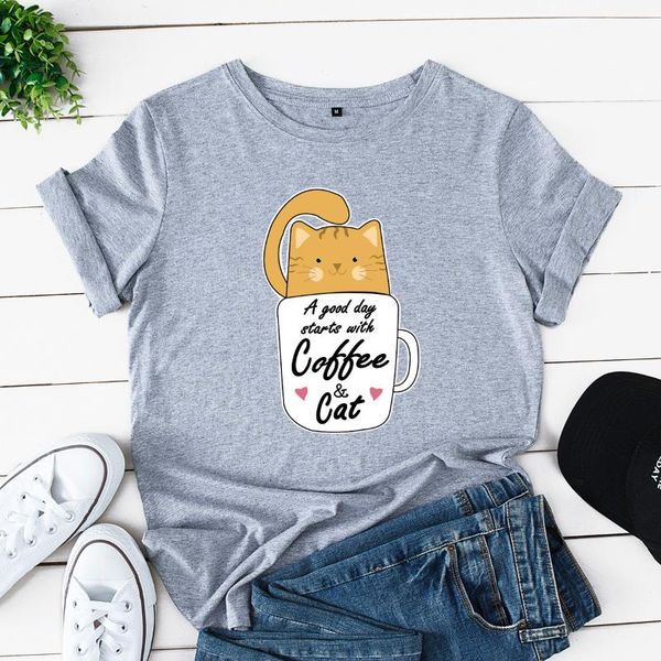 мода мультфильм печати tee женщины кофе cat футболка лето хлопок сыпучие o шеи животных письмо tops streetwear, White
мода мультфильм печати tee женщины кофе cat футболка лето хлопок сыпучие o шеи животных письмо tops streetwear, White