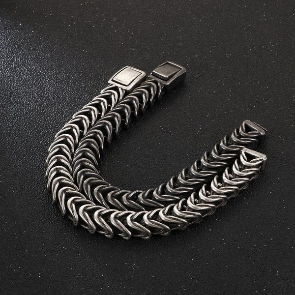 european and american men's domineering personality stainless steel bracelet simple retro titanium steel bracelet, Black
european and american men's domineering personality stainless steel bracelet simple retro titanium steel bracelet, Black