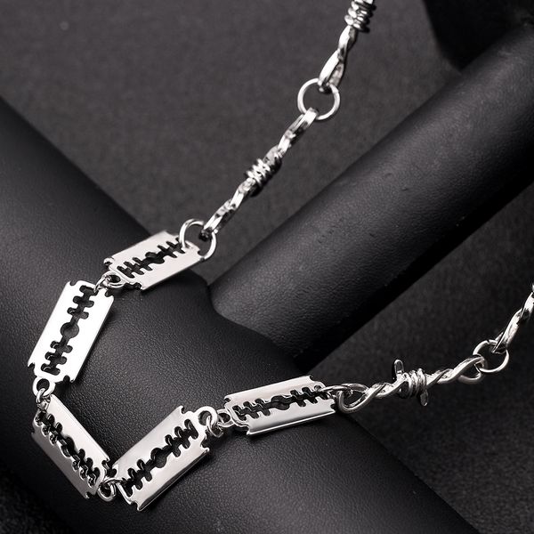 thorns iron chain metal pendant neckalce punk silver razor blade necklace trendy male collar jewelry accessories hip hop gifts
thorns iron chain metal pendant neckalce punk silver razor blade necklace trendy male collar jewelry accessories hip hop gifts