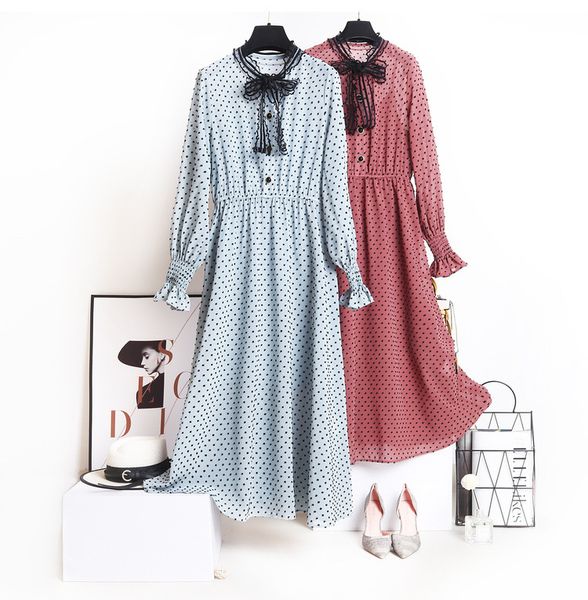 fashion chiffon dress female stand collar high waist polka dot bow dress with a sashes women fashion vintage clothes new, Black;gray
fashion chiffon dress female stand collar high waist polka dot bow dress with a sashes women fashion vintage clothes new, Black;gray