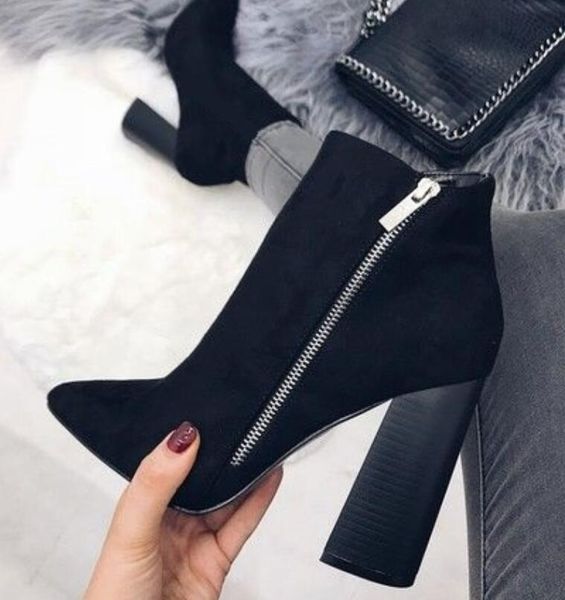 2019 new women's shoes europe and america large size 42 thick high heel boots zipper suede women's boots botas feminina fd930-6, Black
2019 new women's shoes europe and america large size 42 thick high heel boots zipper suede women's boots botas feminina fd930-6, Black