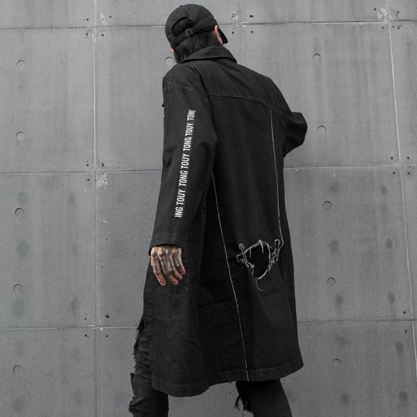 extra long denim trench coat men loose black color ripped hole punk hip 2019 autumn winter, Tan;black
extra long denim trench coat men loose black color ripped hole punk hip 2019 autumn winter, Tan;black