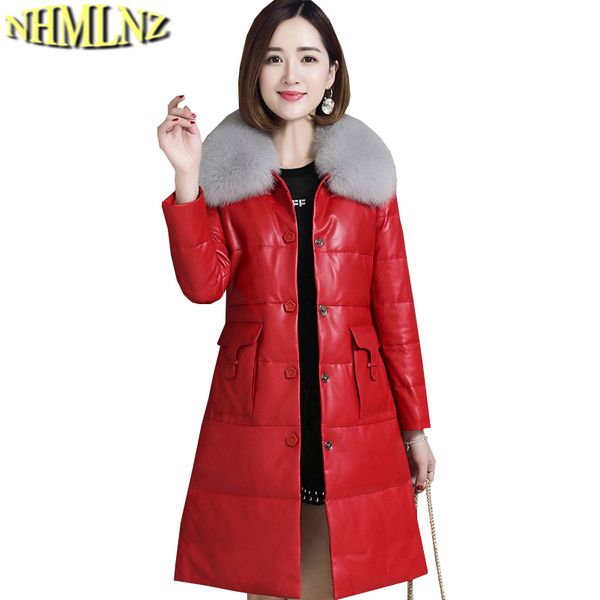 new winter genuine leather jacket women fashion large size warm genuine leather down jacket women long tn038, Black
new winter genuine leather jacket women fashion large size warm genuine leather down jacket women long tn038, Black