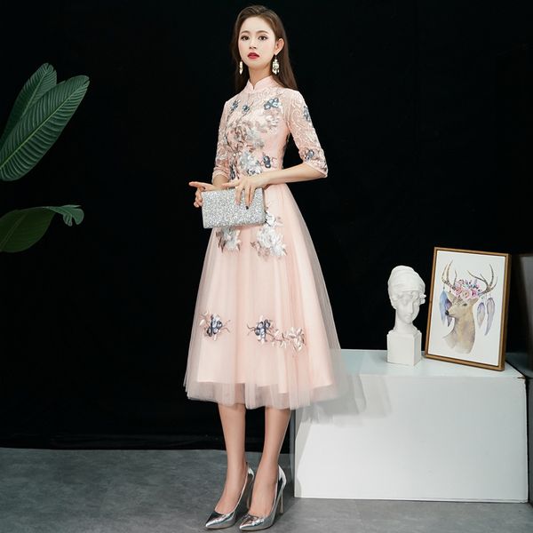 lace half sleeves standing collar improved cheongsam appliques embroidery chinese evening dress vestidos size s-xxl, Red
lace half sleeves standing collar improved cheongsam appliques embroidery chinese evening dress vestidos size s-xxl, Red