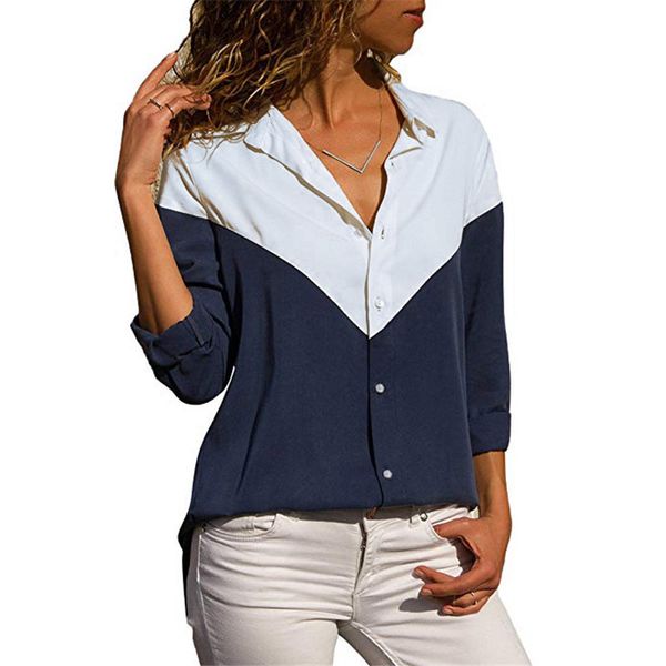 fashion women blouses color block striped shirt elegant office lady blouse casual long sleeve button shirt, White
fashion women blouses color block striped shirt elegant office lady blouse casual long sleeve button shirt, White
