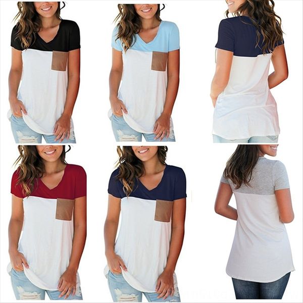 short-sleeved v-neck stitching pocket short-sleeved v-neck t-shirt stitching pocket t-shirt top, White
short-sleeved v-neck stitching pocket short-sleeved v-neck t-shirt stitching pocket t-shirt top, White