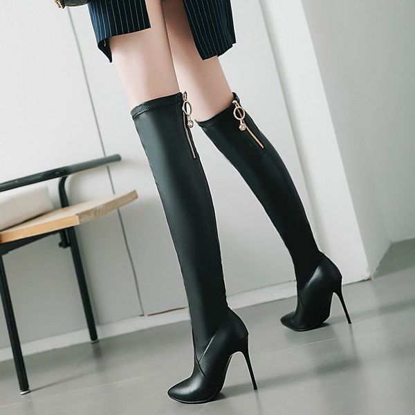 women fashion over the knee boots pu leather thin high heel zipper boots pointed toe autumn winter woman shoes 2018, Black
women fashion over the knee boots pu leather thin high heel zipper boots pointed toe autumn winter woman shoes 2018, Black