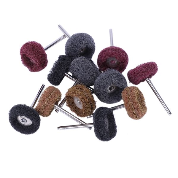 12 pcs polishing sanding polish wheel buffer abrasive brush head for dremel rotary