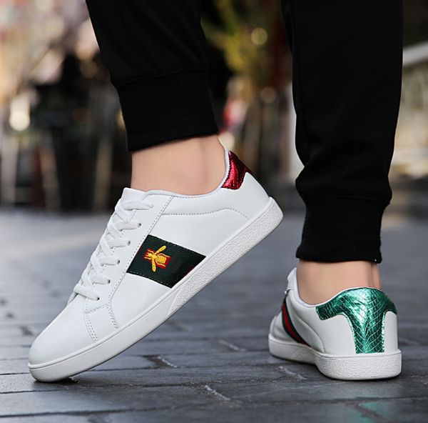 luxury designer white shoes men women casual shoes low flat leather sports sneakers ace bee stripes shoe walking trainers green red stripes, Black
luxury designer white shoes men women casual shoes low flat leather sports sneakers ace bee stripes shoe walking trainers green red stripes, Black