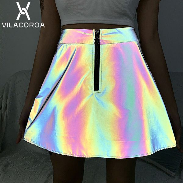reflective skirts womens 2020 fashion high waist korean style skirt summer gradient splice slim streetwear female skirt, Black 
reflective skirts womens 2020 fashion high waist korean style skirt summer gradient splice slim streetwear female skirt, Black