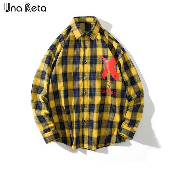 una reta men's shirt autumn new brand single-breasted hip-hop men shirt streetwear lattice long sleeve printing casual shirts, White;black 
una reta men's shirt autumn new brand single-breasted hip-hop men shirt streetwear lattice long sleeve printing casual shirts, White;black