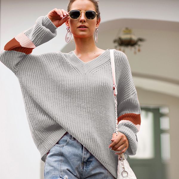 ins 2019 european and american amazon cross-border autumn and winter womens explosion three-color v-neck cuff color matching knitted sweater, White;black
ins 2019 european and american amazon cross-border autumn and winter womens explosion three-color v-neck cuff color matching knitted sweater, White;black