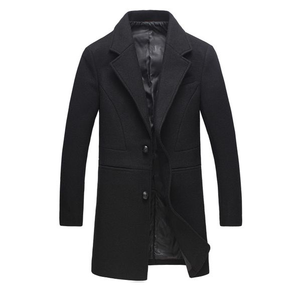 новая осень зима однобортный шерстяные пальто мужские шерстяные куртки воротник отложной шерсть бленды шинель длинные мужские пальто, Black 
новая осень зима однобортный шерстяные пальто мужские шерстяные куртки воротник отложной шерсть бленды шинель длинные мужские пальто, Black