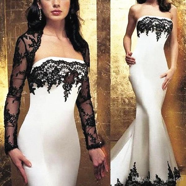 2019 new zuhair murad mermaid dresses evening wear strapless black lace trumpet formal women prom dress with long sleeves jacket for mother, Black;red
2019 new zuhair murad mermaid dresses evening wear strapless black lace trumpet formal women prom dress with long sleeves jacket for mother, Black;red