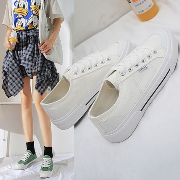 spring and autumn canvas women's shoes 2019 korean version of the low to help shallow mouth casual white shoes, Black 
spring and autumn canvas women's shoes 2019 korean version of the low to help shallow mouth casual white shoes, Black