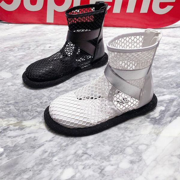 women round toe mesh holes sandals summer shoes breathable ankle boots with rhinestone beaded size 35-40, Black 
women round toe mesh holes sandals summer shoes breathable ankle boots with rhinestone beaded size 35-40, Black