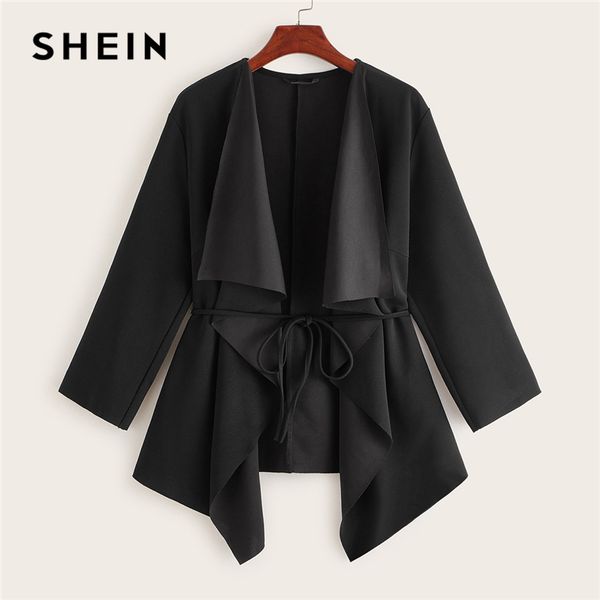 shein black waterfall collar asymmetrical hem coat with belt women coats 2019 autumn solid 3/4 length sleeve casual outerwear, Black;brown
shein black waterfall collar asymmetrical hem coat with belt women coats 2019 autumn solid 3/4 length sleeve casual outerwear, Black;brown