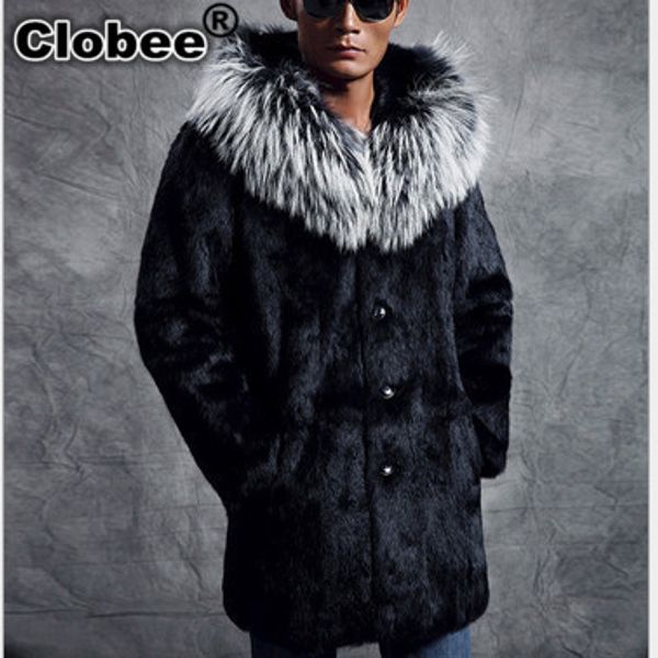 big fur collar hooded long black men's winter thick mink overcoat casaco de pele falso faux fur coat v552
big fur collar hooded long black men's winter thick mink overcoat casaco de pele falso faux fur coat v552