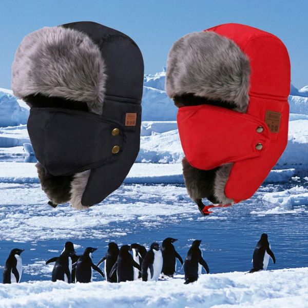 men women russian hat warm trooper ear flaps winter ski hat solid fluffy faux fur cap headwear bonnet bluetooth music, Blue;gray
men women russian hat warm trooper ear flaps winter ski hat solid fluffy faux fur cap headwear bonnet bluetooth music, Blue;gray
