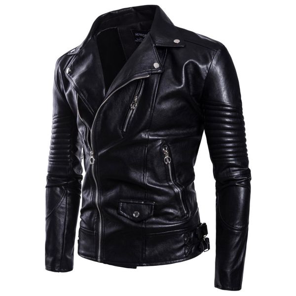 fashion ouma 2018 autumn new style men fold-down collar locomotive leather coat men's wear foreign trade leather jacket b029, Black
fashion ouma 2018 autumn new style men fold-down collar locomotive leather coat men's wear foreign trade leather jacket b029, Black