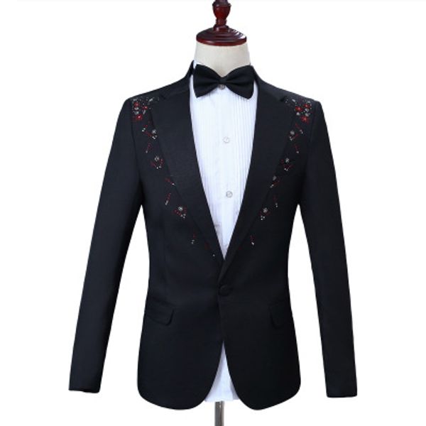 men crystal slim suit blazer set 2 pieces rhinestone black conference master of ceremonies costume coat banquet dress outwear, White;black
men crystal slim suit blazer set 2 pieces rhinestone black conference master of ceremonies costume coat banquet dress outwear, White;black