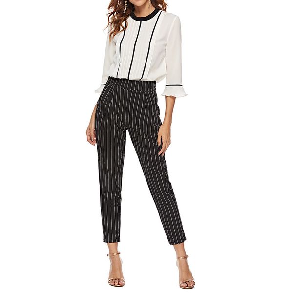 vertical striped harem pants women elastic waist with pocket style work trousers 2020 spring tapered carrot pants, Black;white
vertical striped harem pants women elastic waist with pocket style work trousers 2020 spring tapered carrot pants, Black;white