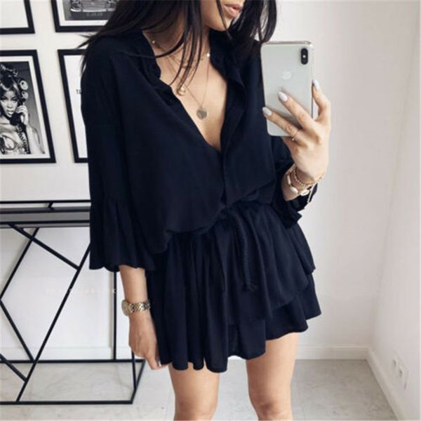 women summer boho short mini dress v-neck black evening party beach holiday dresses half sleeve ruffles sundress vestidos, Black;gray
women summer boho short mini dress v-neck black evening party beach holiday dresses half sleeve ruffles sundress vestidos, Black;gray