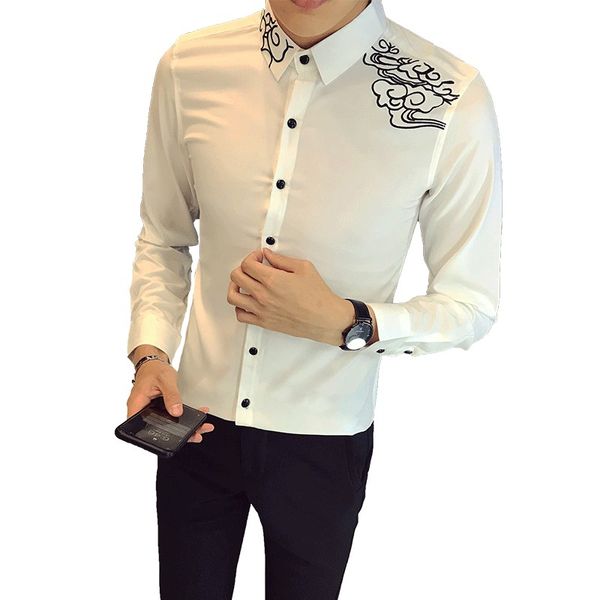 men shirt brand new slim fit embroidery party dress shirts men long sleeve night club plus size tuxedo blouse homme 5xl, White;black
men shirt brand new slim fit embroidery party dress shirts men long sleeve night club plus size tuxedo blouse homme 5xl, White;black