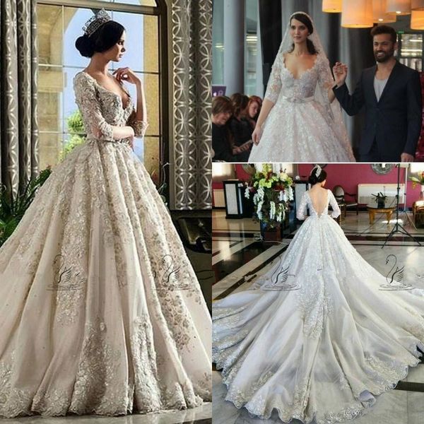 rami salamoun cathedral train muslim arabic dubai long sleeve wedding dresses luxury lace beaded church plus size wedding gown 314, White
rami salamoun cathedral train muslim arabic dubai long sleeve wedding dresses luxury lace beaded church plus size wedding gown 314, White