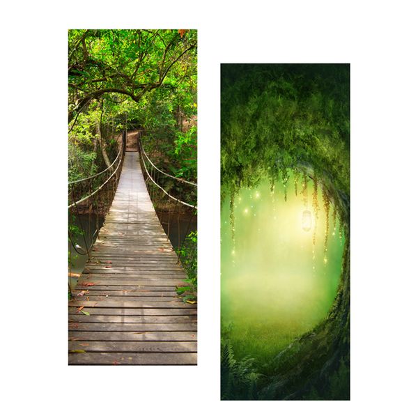 2 sets waterproof door stickers 3d self adhesive wall decal removable mural
