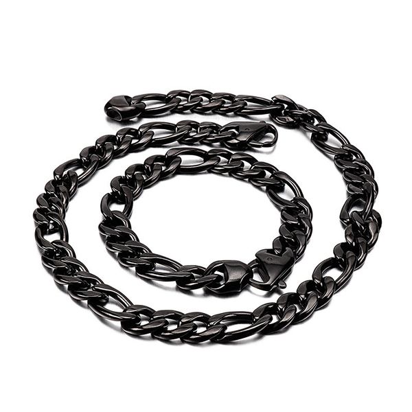 12mm big figaro chains gold black silver long necklace & bracelet men classic choker jewelry
12mm big figaro chains gold black silver long necklace & bracelet men classic choker jewelry
