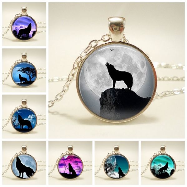 retro wolf pendant necklace howling wolf time gemstone glass cabochon massive necklace friendship gift, Silver
retro wolf pendant necklace howling wolf time gemstone glass cabochon massive necklace friendship gift, Silver