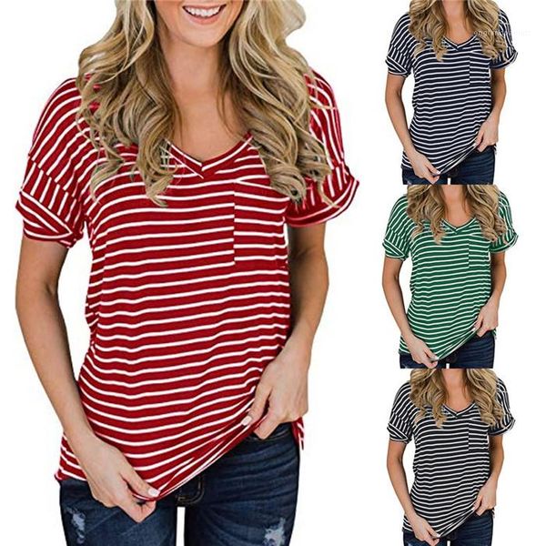 neck tees summer designer solid color pocket loose tshirts females casual short sleeve fsahion womens striped v, White
neck tees summer designer solid color pocket loose tshirts females casual short sleeve fsahion womens striped v, White