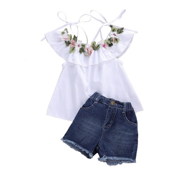 summer kid baby girls clothes sets flowers off shoulder ruffles sleeve t shirts +shorts 2pcs, White
summer kid baby girls clothes sets flowers off shoulder ruffles sleeve t shirts +shorts 2pcs, White