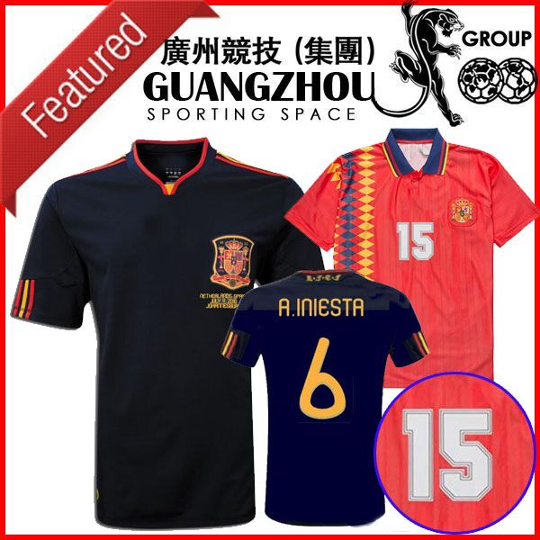 world cup 2010 spain retro soccer jerseys final 1994 home away raul xavi luis xavi iniesta pique davad david classic vintage football shirts, Black
world cup 2010 spain retro soccer jerseys final 1994 home away raul xavi luis xavi iniesta pique davad david classic vintage football shirts, Black