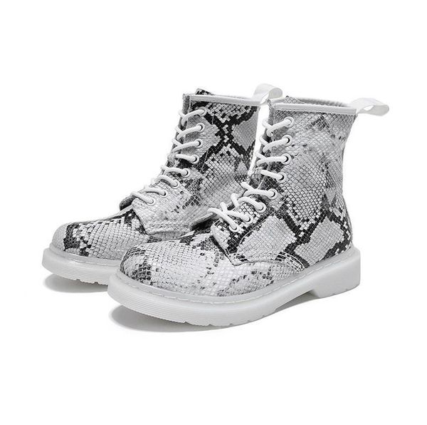 women's booties european and american short style snake print women's boots casual high to help wild leather martin boots, Black
women's booties european and american short style snake print women's boots casual high to help wild leather martin boots, Black