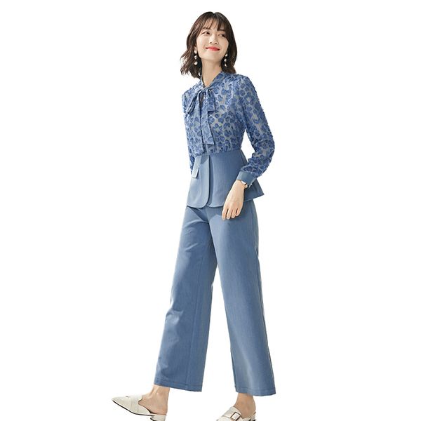 2019 autumn new fashion women's long-sleeved floral chiffon shirt jacket + pants office ladies korean sweet ladies suit, White;black
2019 autumn new fashion women's long-sleeved floral chiffon shirt jacket + pants office ladies korean sweet ladies suit, White;black