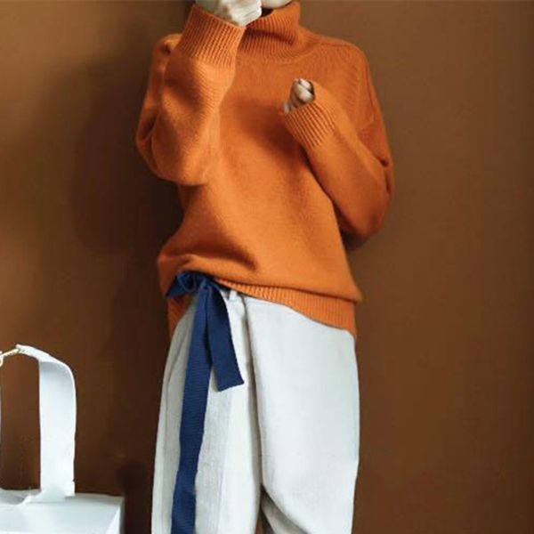 2019 new winter high-quality double thickening loose turtleneck cashmere sweater female sweater cashmere pullover, White;black
2019 new winter high-quality double thickening loose turtleneck cashmere sweater female sweater cashmere pullover, White;black