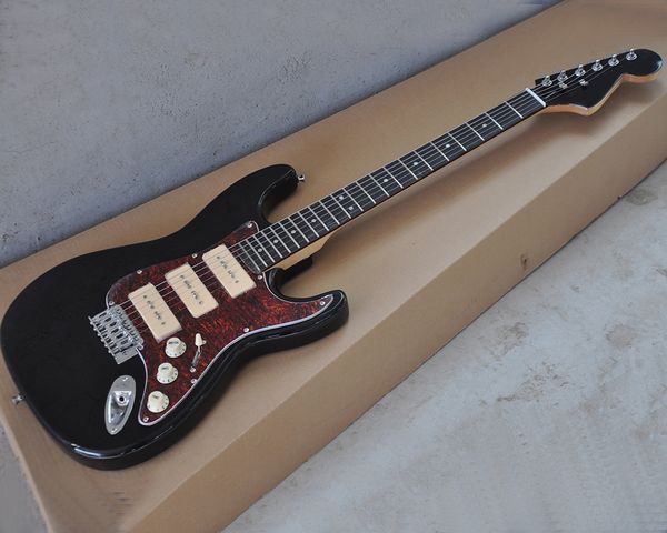 factory wholesale black electric guitar with rosewood fingerboard,p90 pickups,red pearl pickguard,offering customized services
factory wholesale black electric guitar with rosewood fingerboard,p90 pickups,red pearl pickguard,offering customized services