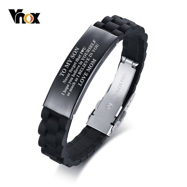 vnox drop shipping to my son never forget that i love you from mom dad courage silicone bracelets for men boy length adjustable, Golden;silver
vnox drop shipping to my son never forget that i love you from mom dad courage silicone bracelets for men boy length adjustable, Golden;silver