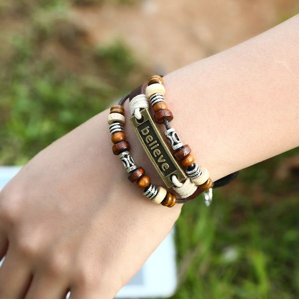 Multi layer bead of beaded leather bracelet adju table lob ter buckle retro beaded bracelet believe word alloy in pirational bracelet
Multi layer bead of beaded leather bracelet adju table lob ter buckle retro beaded bracelet believe word alloy in pirational bracelet
