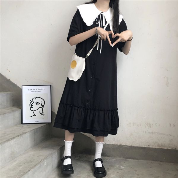 2020 summer fashion sailor collar short sleeve robe femme kawaii women dress sweet soft girly black splice lace dresses vestidos, White;black
2020 summer fashion sailor collar short sleeve robe femme kawaii women dress sweet soft girly black splice lace dresses vestidos, White;black
