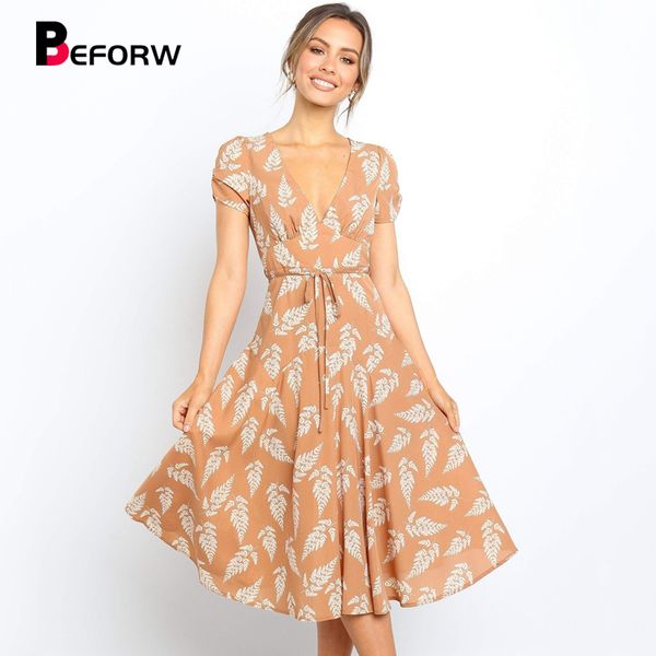 beforw 2019 new v neck leaves print mid-calf dress women short sleeve summer casual dresses ladies sashes beach dress, Black;gray
beforw 2019 new v neck leaves print mid-calf dress women short sleeve summer casual dresses ladies sashes beach dress, Black;gray
