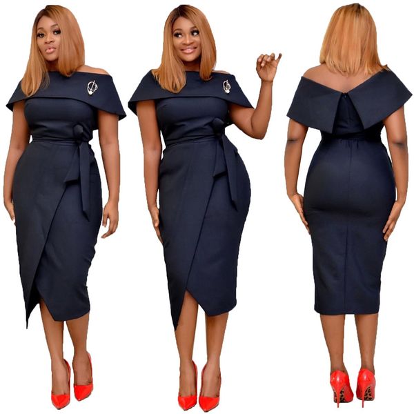 women plus size elegant ol office work midi dress female summer short sleeve off shoulder strapless bodycon party dresses, Black;gray
women plus size elegant ol office work midi dress female summer short sleeve off shoulder strapless bodycon party dresses, Black;gray