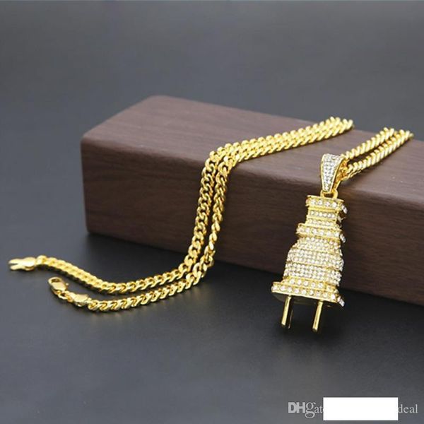classic plug pendant designer necklace gold silver plated iced out pendant luxury rhinestone mens necklace cuban link jewelry
classic plug pendant designer necklace gold silver plated iced out pendant luxury rhinestone mens necklace cuban link jewelry