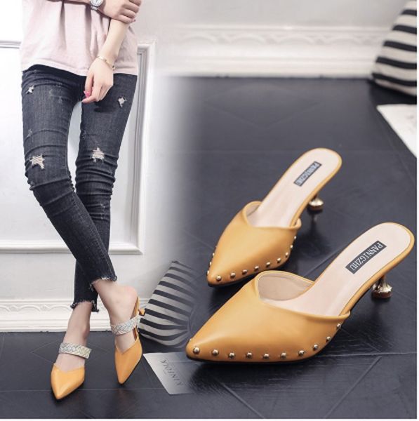 candy-colored slippers summer new pointed rivets with high heels flip flops slippers female sandals sandalias femenina, Black
candy-colored slippers summer new pointed rivets with high heels flip flops slippers female sandals sandalias femenina, Black