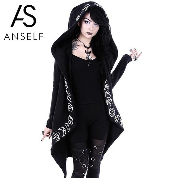 anself women gothic chic hooded sweatshirt plus size cotton loose moon plain print long coat punk hoodie irregular hoodie top, Black
anself women gothic chic hooded sweatshirt plus size cotton loose moon plain print long coat punk hoodie irregular hoodie top, Black
