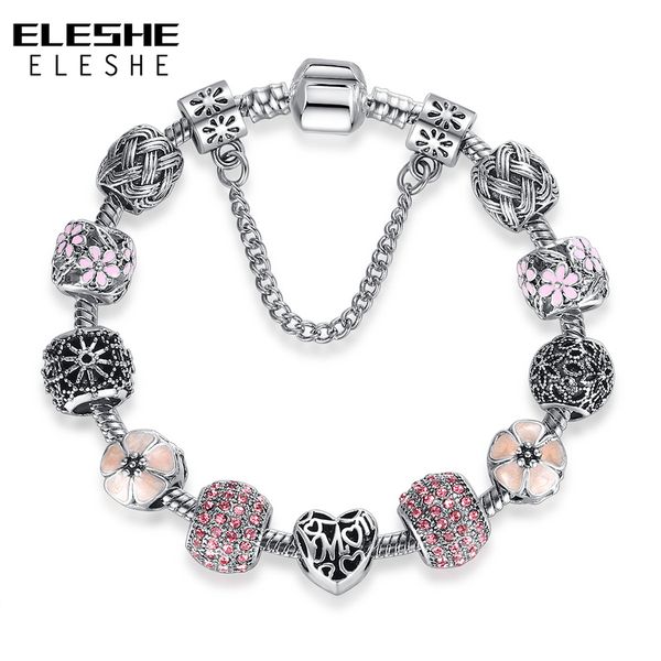 eleshe original pink enamel flower silver bracelet & bangle with crystal beads charm bracelets for women diy fashion jewelry, Golden;silver
eleshe original pink enamel flower silver bracelet & bangle with crystal beads charm bracelets for women diy fashion jewelry, Golden;silver