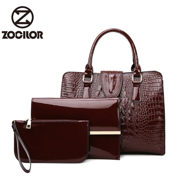 fashion 2020 purses and handbags new 3 sets women handbags crocodile pattern leather shoulder messenger bags for women